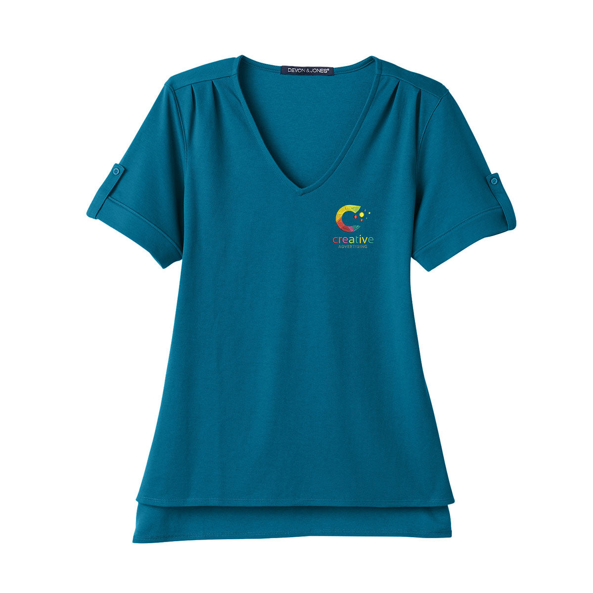 Ladies' CrownLux Performance™ Plaited Rolled-Sleeve Top