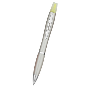 Twin-Write Pen With Highlighter (Silver With Silver)