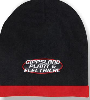 Acrylic 2 Tone Rolled Down Beanie - Custom Embroidered - HP_4188 - Black with Red