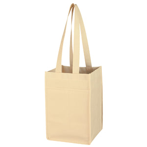 Non-Woven 4 Bottle Wine Tote - Khaki