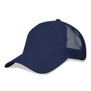 6 Panel Light Brushed Trucker Cap - Navy Blue