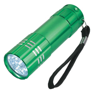 Aluminum Led Flashlight With Strap - Green