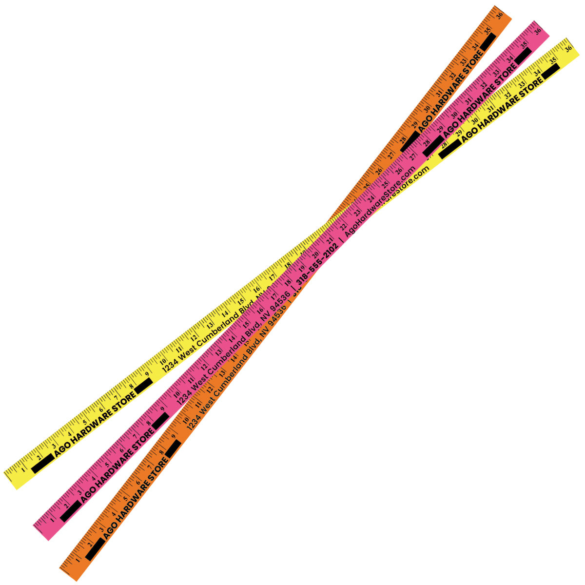 5/32" Fluorescent Enameled Yardsticks