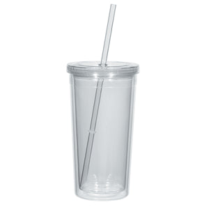 24 Oz. Double Wall Acrylic Tumbler With Straw - Translucent Clear