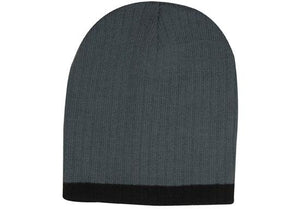 Two Tone Cable Beanie - Custom Embroidered - HP_4195 - Charcoal with Black