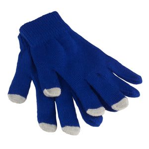 Touch Screen Gloves In Pouch - Royal Blue With Gray