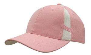 6 Panel Hbc Cap with Crown Inserts - Custom Embroidered - HP_4096 - Pink with White