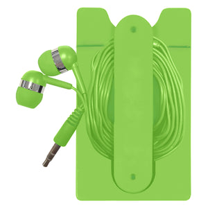 Phone Wallet With Earbuds - Lime