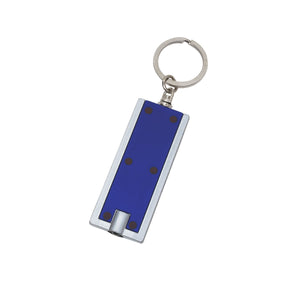 Rectangular LED Key Chain - Blue With Silver