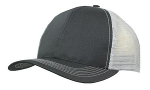 6 Panel Mesh Back Cap Breathable P-Twill - Custom Embroidered - HP_3819 - Black with Gray