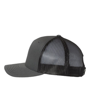 Richardson 112FP Five-Panel Trucker Cap - Charcoal With Black