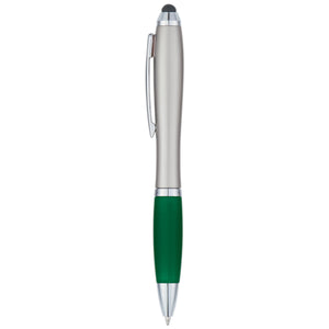 Satin Stylus Pen - Silver With Green