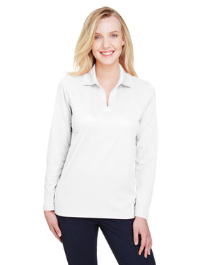 Devon & Jones CrownLux Performance® Ladies' Plaited Long Sleeve Polo