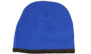 Acrylic-Polar Fleece Lined Beanie - Custom Embroidered - HP_4253 - Royal with Black