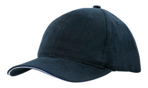 6 Panel HBC Double Sandwich Cap - Custom Embroidered - HP_4212 - Navy with Royal and White