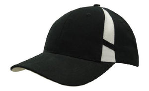 6 Panel Hbc Cap with Crown Inserts - Custom Embroidered - HP_4096 - Black with White