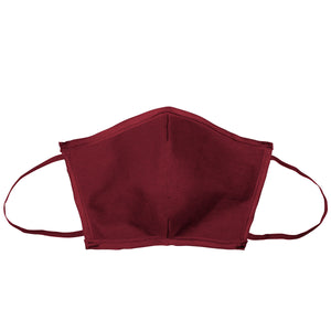 Flat Fold Canvas Face Mask With Elastic Loops - Sangria