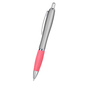 Satin Pen - Silver With Pink