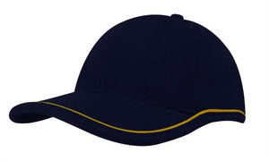 6 Panel BHC Cap with Piping On Crown-Peak - Custom Embroidered - HP_4047 - Navy with White