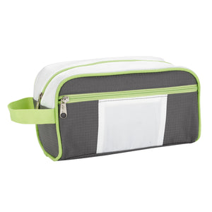 Weston Deluxe Toiletry Bag - Gray With White And Lime