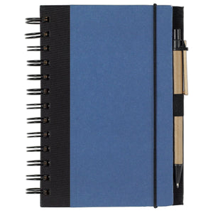 Eco-Friendly 5" X 7" Spiral Notebook & Pen - Blue With Black