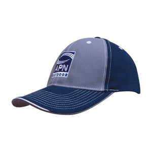 6 Panel BHC 2 Tone Cap with Sandwich Lip - Custom Embroidered - HP_4053 - Navy with Charcoal and White