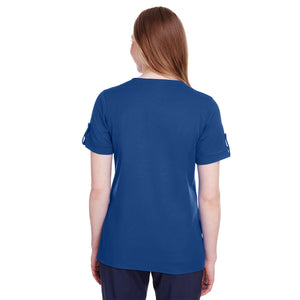 Ladies' CrownLux Performance™ Plaited Rolled-Sleeve Top - Back