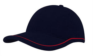 6 Panel BHC Cap with Piping On Crown-Peak - Custom Embroidered - HP_4047 - Navy with Red