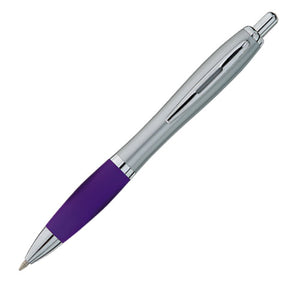 Valiant Plastic Plunger Action Pen - CM1042 - Silver with Purple