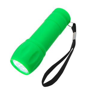 Rubberized Torch Light With Strap - Green