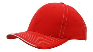 6 Panel BHC Cap with Contrast Sts & Sandwich - Custom Embroidered - HP_4097 - Red with White