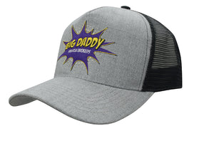 5 Panel Grey Marle with Mesh Back Cap - Custom Embroidered - HP_3821 - Gray with Black