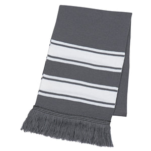 Two-Tone Knit Scarf With Fringe - Gray