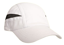 Super light weight performance running cap w/ elastic & toggle - White-Black