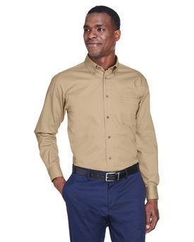 Harriton Men's Tall Easy Blend™ Long-Sleeve Twill Shirt with Stain-Release