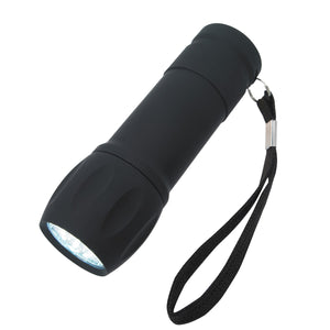 Rubberized Torch Light With Strap - Black