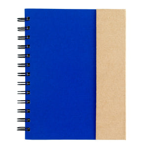 Spiral Notebook With Sticky Notes And Flags - Natural Blue