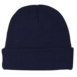 Knit Beanie With Cuff - Navy Blue