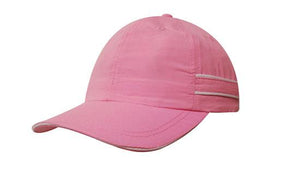 Microfibre Sports Cap Piping-Sand - Custom Embroidered - HP_4077 - Pink with White