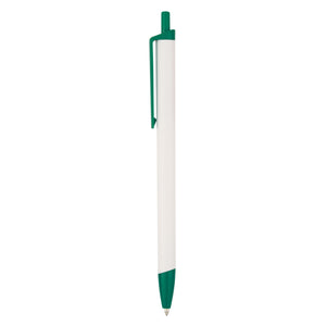 Slim Click Pen - White With Green