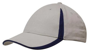 6 Panel BHC Cap with Inserts On Peak & Crown - Custom Embroidered - HP_4014 - Stone with Navy