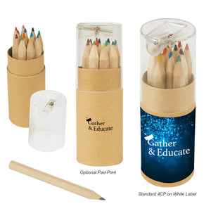 12-Piece Colored Pencils Tube With Sharpener