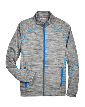 Men's North End Flux Mélange Bonded Fleece Jacket - AC88697 - Platinum with Oly Blue