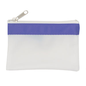 Zippered Coin Pouch - Frost White With Purple