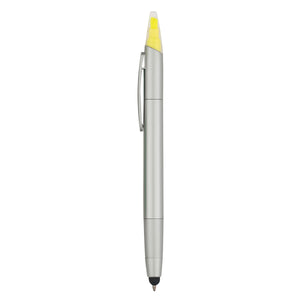 3-In-1 Pen With Highlighter and Stylus - Silver