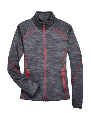 Ladies' North End Flux Mélange Bonded Fleece Jacket - AC78697 - Carbon with Oly Red