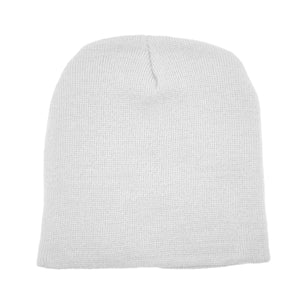 Rolled Down Acrylic Beanie - White