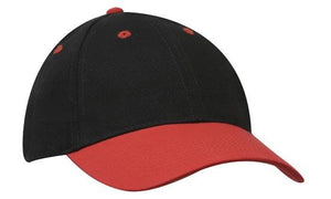 Heavyweight Sports Cap Two Tone - Black With Red