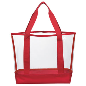 Clear Casual Tote Bag - Clear With Red