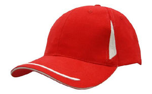 6 Panel BHC Cap Crown Insert & Sandwich - Custom Embroidered - HP_4098 - Red with White